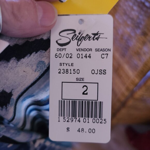 VTG NWT Timbuktu Station Blue Beige Button Sleeveless Blouse Sz M USA Made - Picture 5 of 5